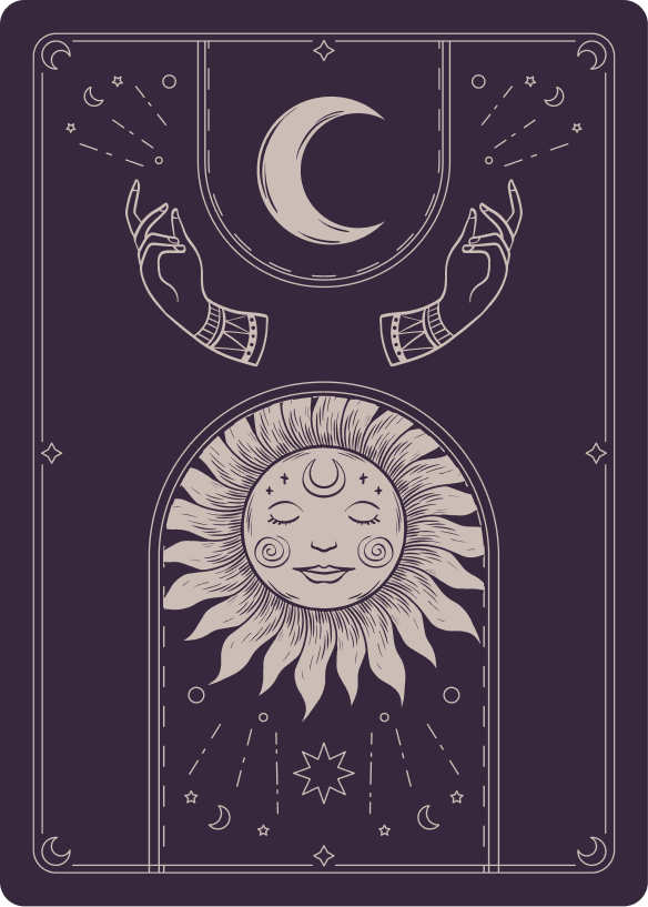 Tarot card with moon and celestial symbols